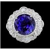 Image 2 : 9.37 ctw Tanzanite And Diamond Ring - 18KT White Gold