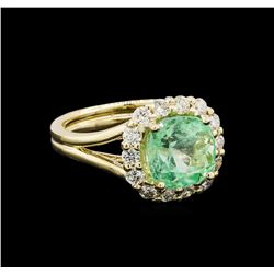 3.27 ctw Emerald and Diamond Ring - 14KT Yellow Gold