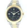 Rolex Two-Tone Black Roman DateJust Men's Watch