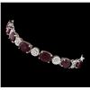 Image 2 : 18.68 ctw Ruby and Diamond Bracelet - 14KT White Gold