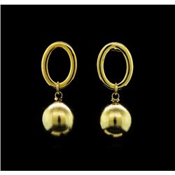 14mm Satin Bead and Glossy Post Earrings - Gold Plated