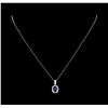 1.67 ctw Sapphire and Diamond Pendant With Chain - 14KT White Gold