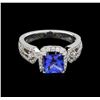 Image 2 : 18KT White Gold 1.62 ctw Tanzanite and Diamond Ring