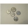 4 x 1967 SILVER Canadian Quarters + 1 1967 50 cent piece