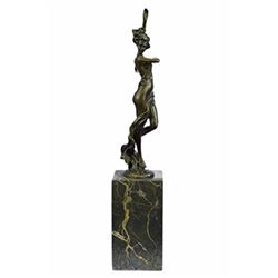 Decorative bronze sculpture on marble base