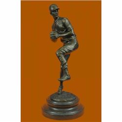 Baseball Lover Bronze Sculpture on Marble Base Statue