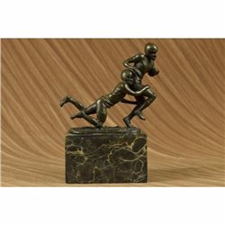 Two Muscular Football Players Rugby NFL Trophy Bronze Sculpture
