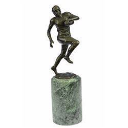 Football Player Bronze Sculpture on Marble base Statue