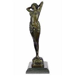 Erotic Sexy Dancer Bronze Sculpture on Marble Base Figurine