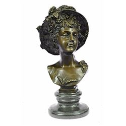 Nude Sexy Girl Bronze Sculpture Bust on marble base