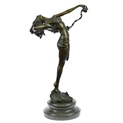 Nude Beauty Stretching Bronze Sculpture