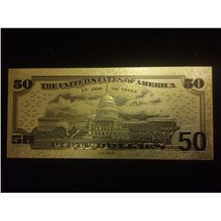 $50 GOLD BANKNOTE USA PURE 24K GOLD LEAF FIFTY DOLLAR BILL