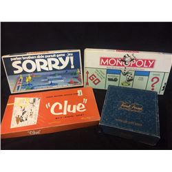 BOARD GAME LOT (SORRY, CLUE, MONOPOLY, TRIVIAL PURSUIT)