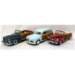 3 WOODEN PANELED CARS
