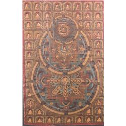 Chinese Tanka of Mandala on Canvas Dated 1971