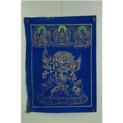 Tangka Buddha on Silk With Red Seal on Back