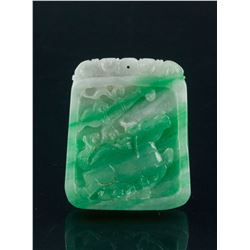 Burma Green Jadeite Carved Horse & Dragon Pendant