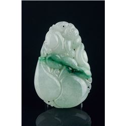 Burma Green Jadeite Carved Peach Pendant