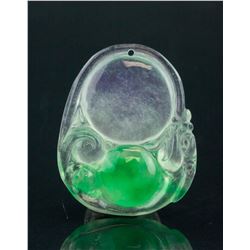 Burma Green Jadeite Carved Ruyi Pendant