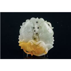 Burma White and Russet Jadeite Carved Fish Pendant