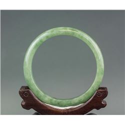Burma Green Jadeite Carved Bangle
