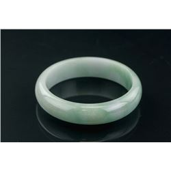 Chinese Green and White Jadeite Carved Bangle