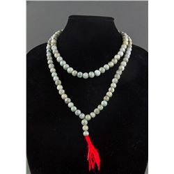 Chinese Green Jadeite Carved 108 Beads Necklace
