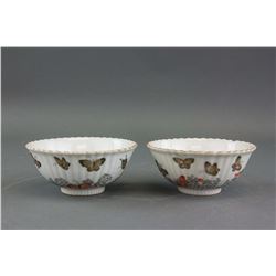 Pair Chinese Porcelain Lobed Bowl with Qianlong Mk