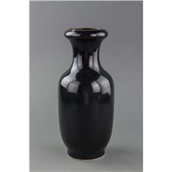 Chinese Qing Period Black Porcelain Vase Qianlong