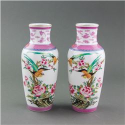 Pair Chinese Famille Rose Porcelain Vase Yongzheng