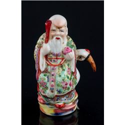 Chinese Famille Rose Porcelain Shou Xing Statue