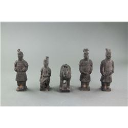 5 PC Chinese Terra Cotta Warriors Souvenir w/ Box