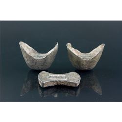 3 PC Chinese Silver Ingot with Marks