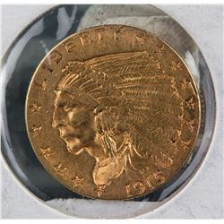 1915 United States 2 and 1/2 Dollar Gold Coin