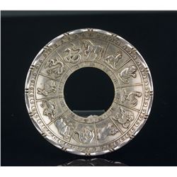 Chinese Silver 12 Zodiac Animal Plate with Mark