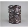 Image 1 : Chinese Black Wood Carved Lotus Brush Pot