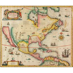 1629 Map America Septentrionalis Hand Colored