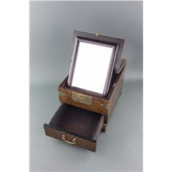 Chinese Wood Jewellery Box with Drawer and Mirror