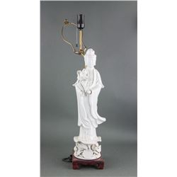 Chinese Dehua White Porcelain Guanyin Lamp