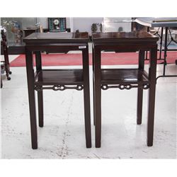 Pair Chinese Rosewood Two-Stair End Tables