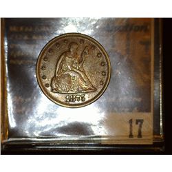 17.    1875 P U.S. Twenty Cent Piece, Full original toned EF. Only 38,500 ever minted. Red Book valu