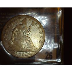 26.    1853 Arrows and Rays U.S. Seated Liberty Half-Dollar, VG.
