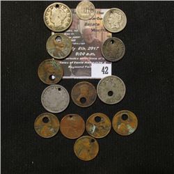 42.    Group of Old United States Coins dating back to the 1850s, probably holed by Trappers and hun