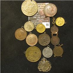 44.    (13) Various World Coins made into Pendants or looped for bracelets dating back to 1813.