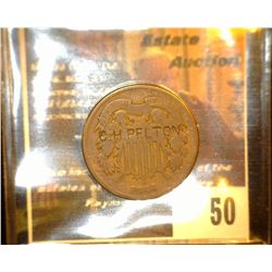 50.    1864 U.S. Two Cent Piece countermarked "C.H. Pelton" countermarked on the obverse, whom was a