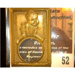 52.    Brass Watch Fob with central hole "Always in the /Right Direction/With/Twinkies/"Happy Shoes 