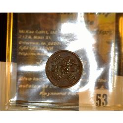 53.    1876 Denmark Two Ore Counter marked ".Bitzer", attributed by Gregory Brunk "For years this co