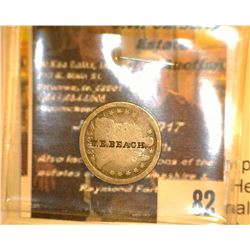 82.    1853 Arrows at date U.S. Seated Liberty Dime with countermark "U.E.Beach". According to Count