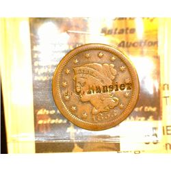 85.    1853 U.S. Large Cent countermarked "J.C. Ransier", Lyons, NY. According to Counterstamp exper