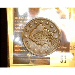 91.    1826 U.S. Large Cent countermarked "W.L.STARK/N.HAVEN/-CT-", According to Counterstamp expert